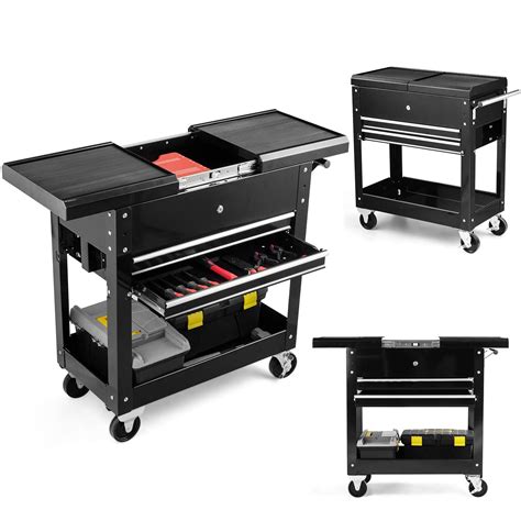 discontinued tool black metal box on wheels|3 Tier Rolling Storage Cart, Heavy Duty Utility Industrial Service .